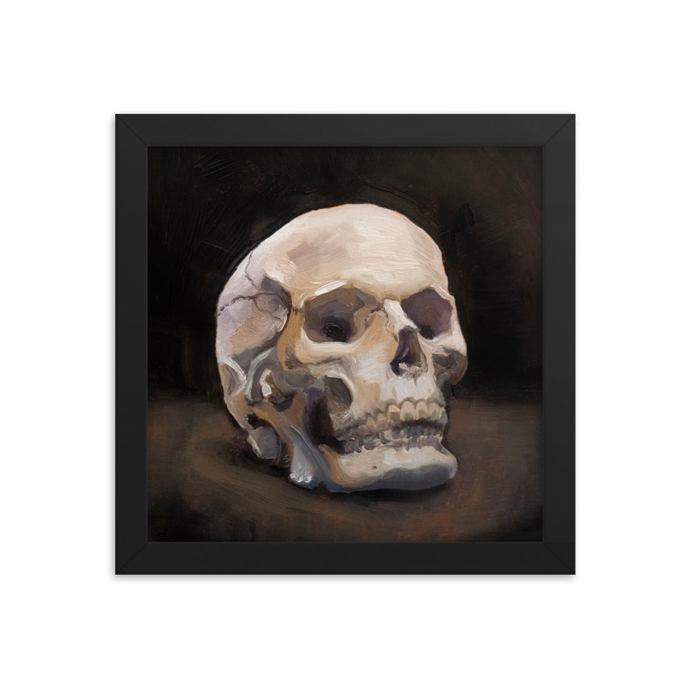 Memento Mori, Still Life Skull 10x10in Framed Print