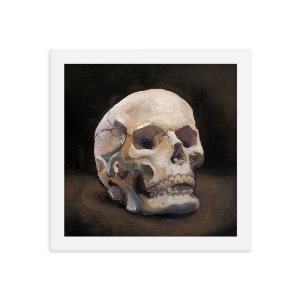 Memento Mori, Still Life Skull 10x10in Framed Print